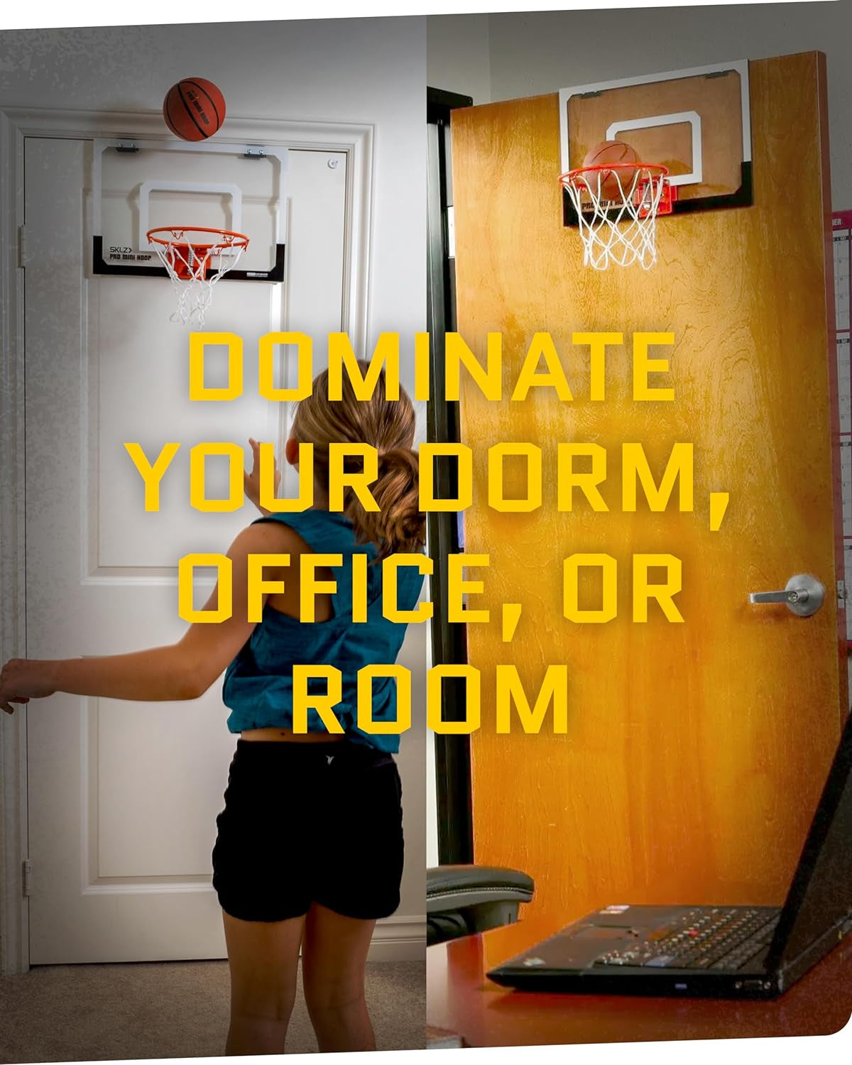 Pro Mini Indoor Basketball Hoop - over the Door – Portable - Great for Home, Dorms, Offices, and Gifts