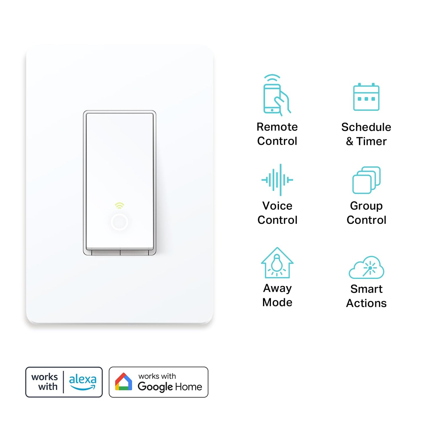 Kasa Smart Light Switch HS200, Single Pole, Needs Neutral Wire, 2.4Ghz Wi-Fi Light Switch Works with Alexa and Google Home, UL Certified, No Hub Required , White, HS200