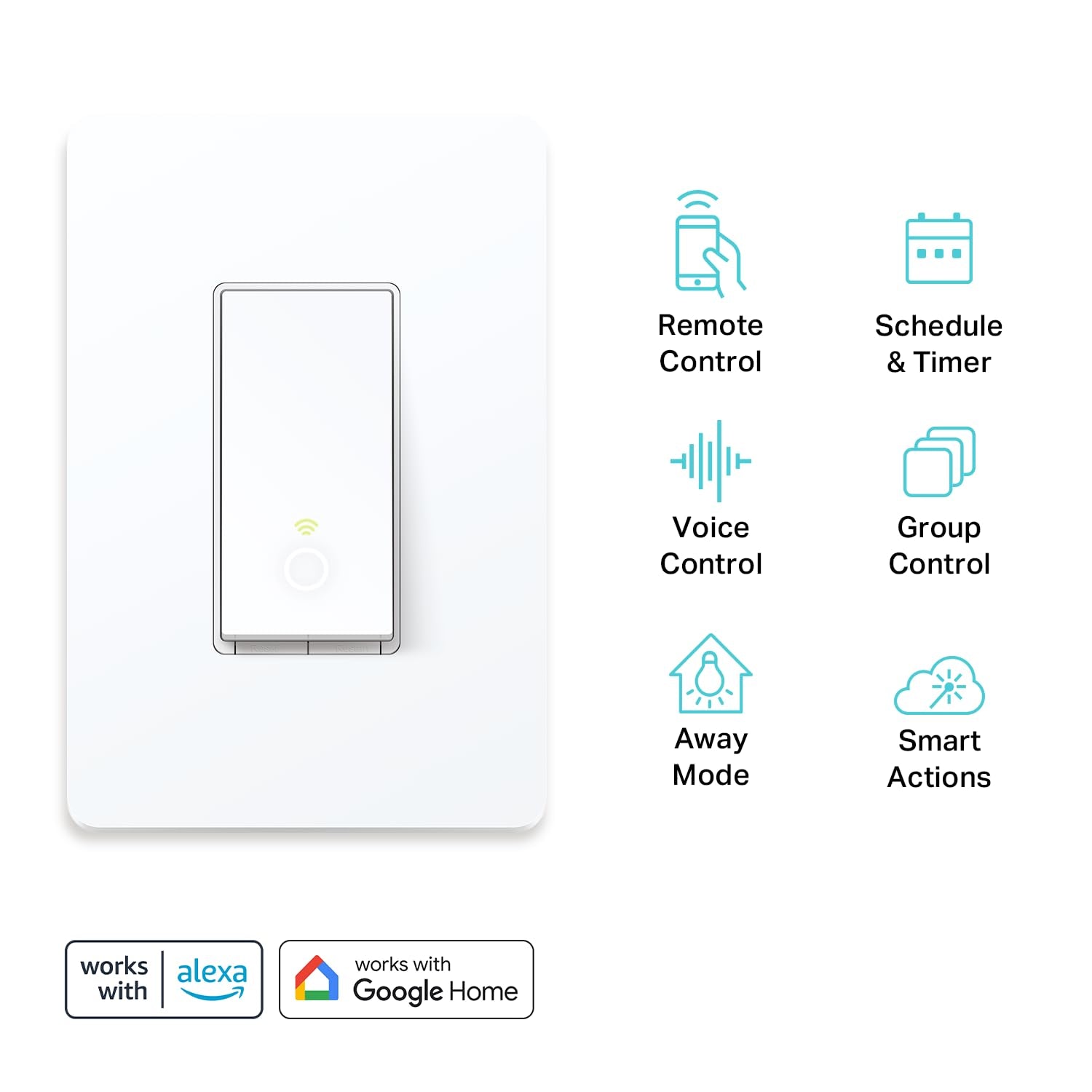 Kasa Smart Light Switch HS200, Single Pole, Needs Neutral Wire, 2.4Ghz Wi-Fi Light Switch Works with Alexa and Google Home, UL Certified, No Hub Required , White, HS200