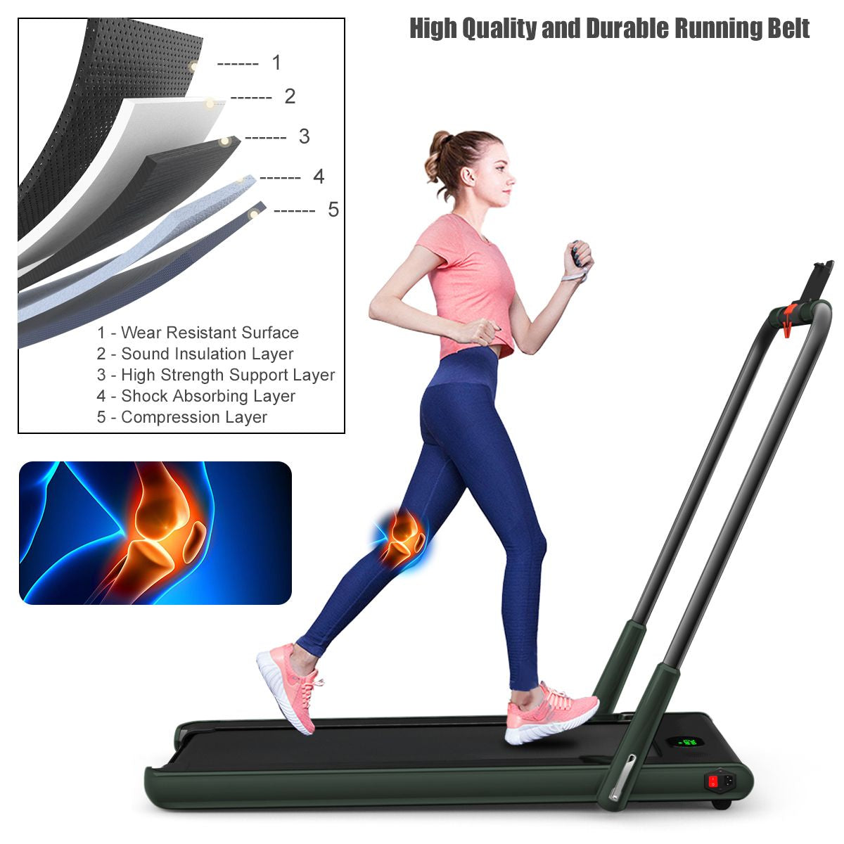 Folding Treadmill with LED Display Bluetooth Speaker