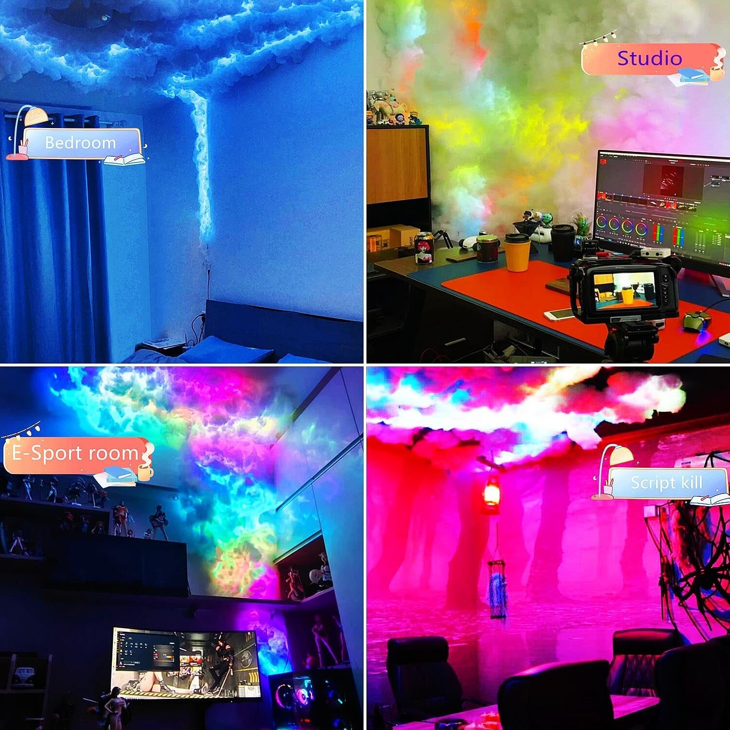 Upgraded 3D Thundercloud LED Light, Cloud Music Sync Multicolor Changing Strip Light, Atmosphere DIY Creative Thunder Cloud Lamp Wall Ceiling Light for Bedroom Gaming Room Party (1 Pcs, 19.75 Ft)