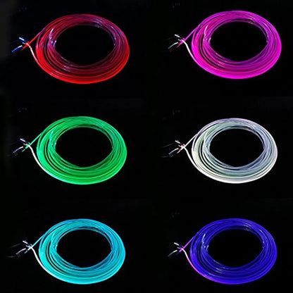 New 5PCS RGB LED Strips Ambient Light APP Bluetooth Control for Car Interior Atmosphere Light Lamp DIY Music 6M Fiber Optic Band