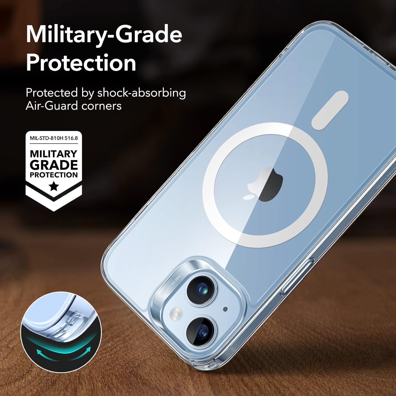 for Iphone 14 Case/Iphone 13 Case, Compatible with Magsafe, Shockproof Military-Grade Protection, Magnetic Phone Case for Iphone 14/13, Classic Hybrid Case (Halolock), Clear