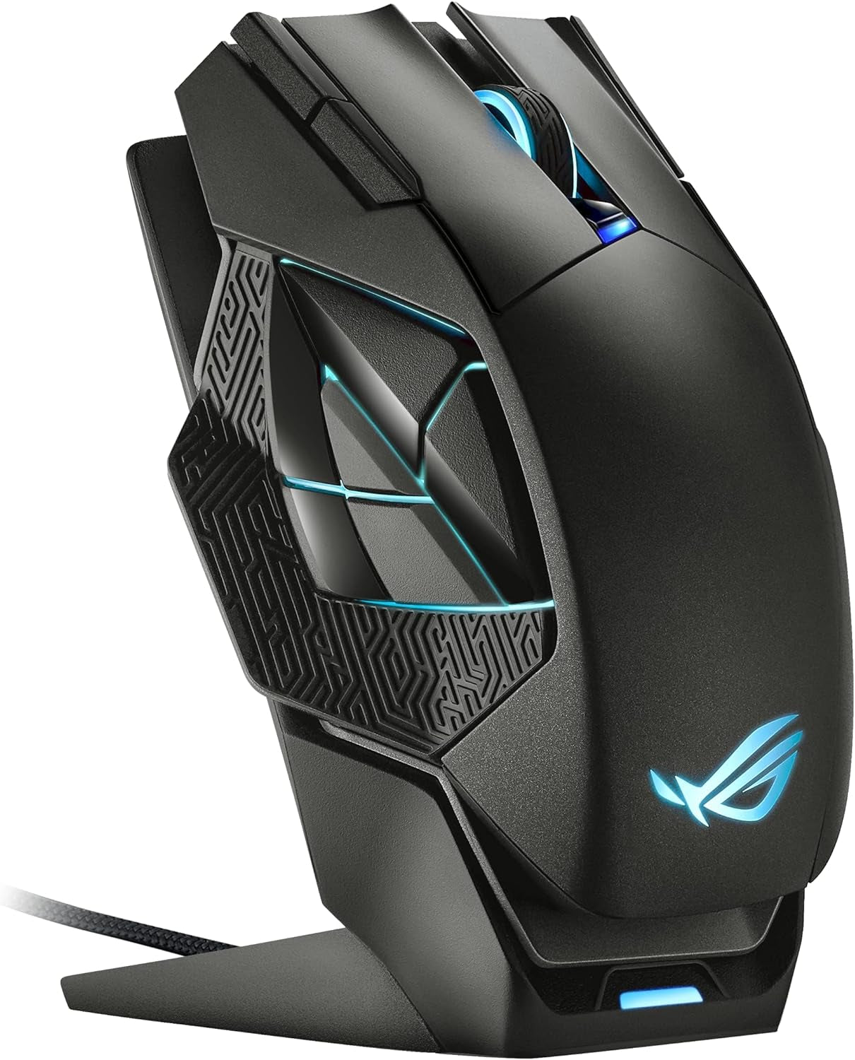 ROG Spatha X Wireless Gaming Mouse (Magnetic Charging Stand, 12 Programmable Buttons, 19,000 DPI, Push-Fit Hot Swap Switch Sockets, ROG Micro Switches&Paracord and Aura RGB Lighting),Black