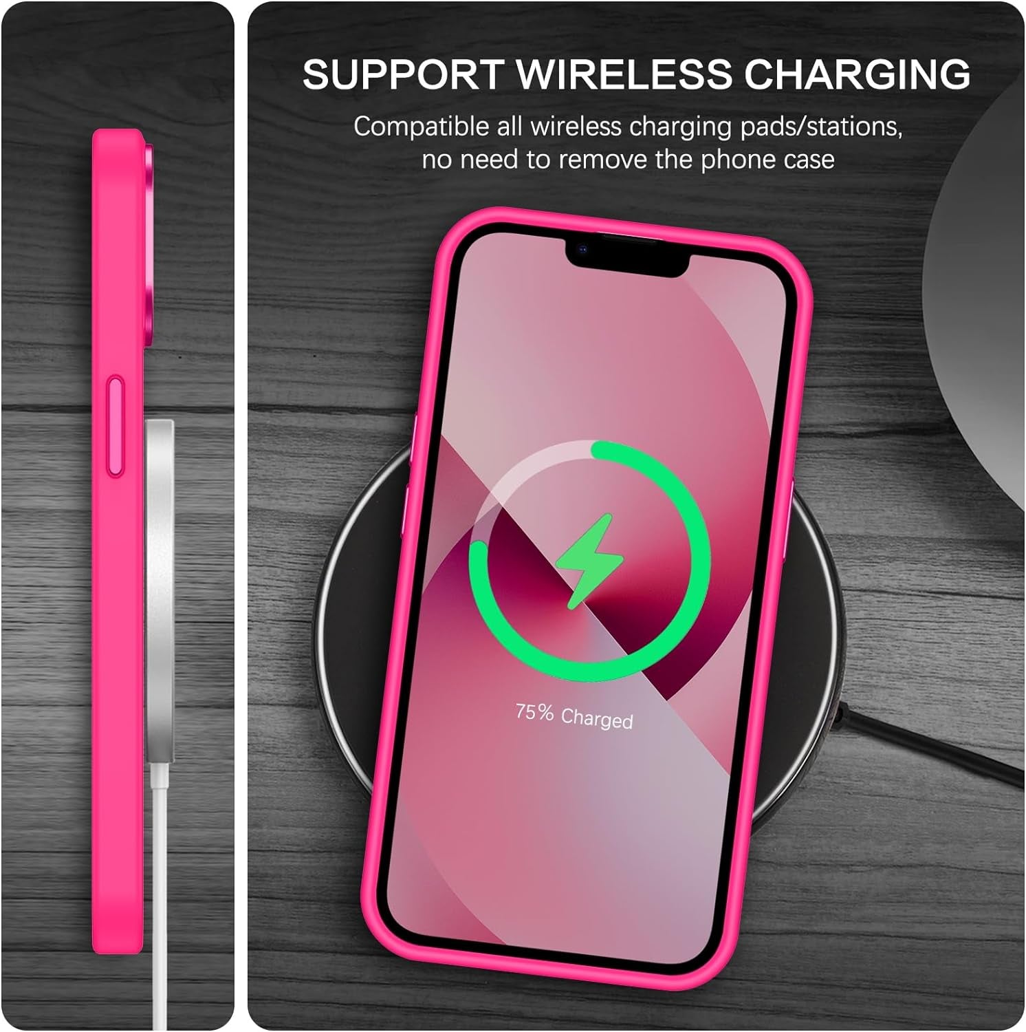 Magnetic for Iphone 13 Case & Iphone 14 Case [Compatible with Magsafe] Translucent Matte Phone Case Iphone 13/14 Slim Shockproof Women Men Protective Cover for Iphone 13/14 6.1", Hot Pink