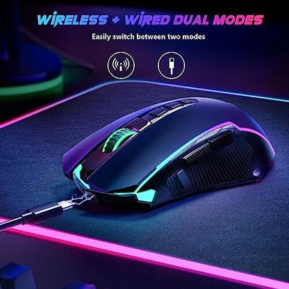 Gaming Mouse, Wireless Gaming Mouse with 9 Programmable Buttons, RGB