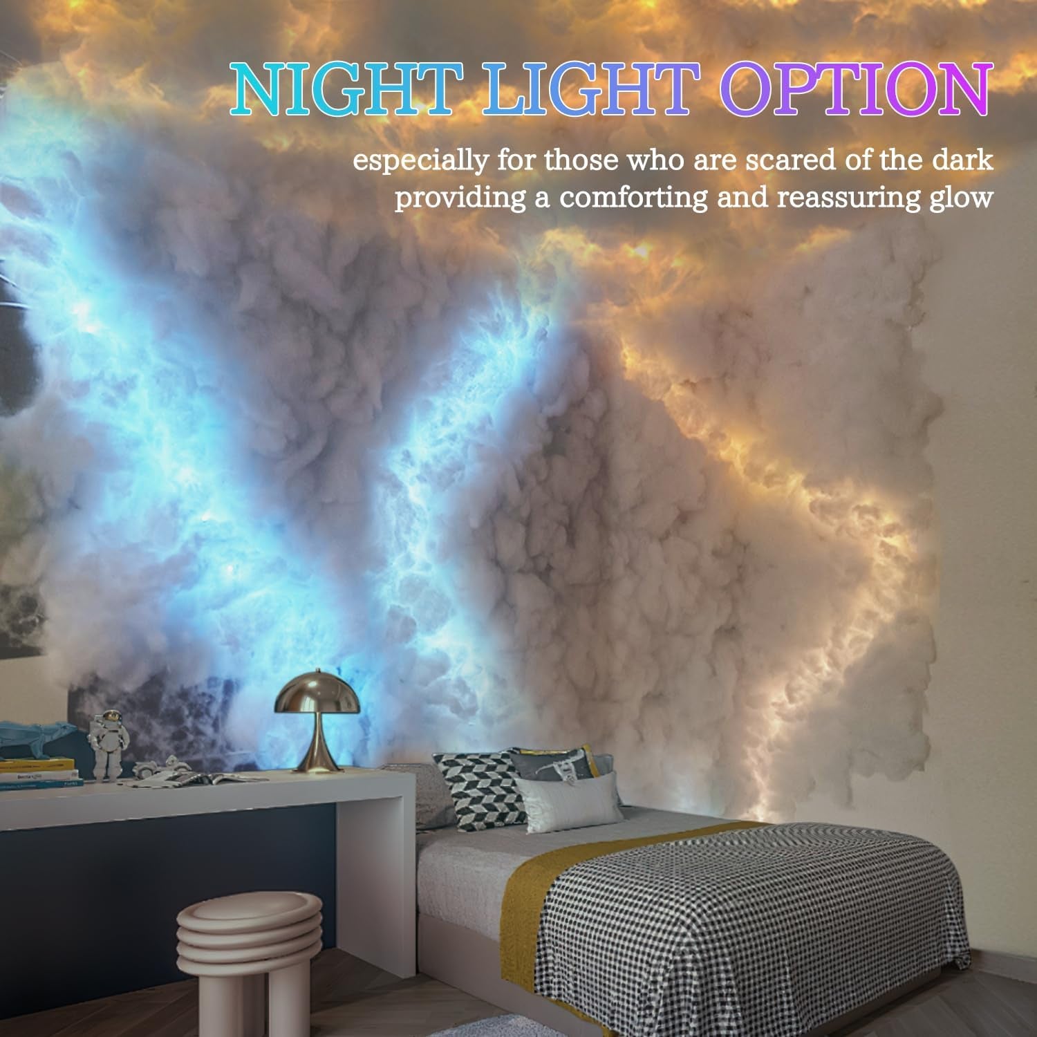 2024 New Cloud Light, 3D Thundercloud LED Light Cotton Lightning Cloud Colorful Atmosphere Night Light, DIY Creative Cloud Lights Gaming Room Garage Club Bar Dj Party Light, 32 Feet