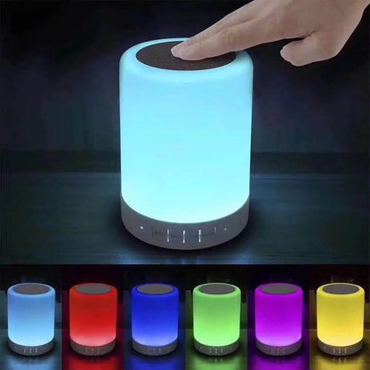 Colorful Night Light with Wireless Bluetooth Speaker Smart Portable Touch Control Colors LED Desk Table Lamp Support TF Card AUX