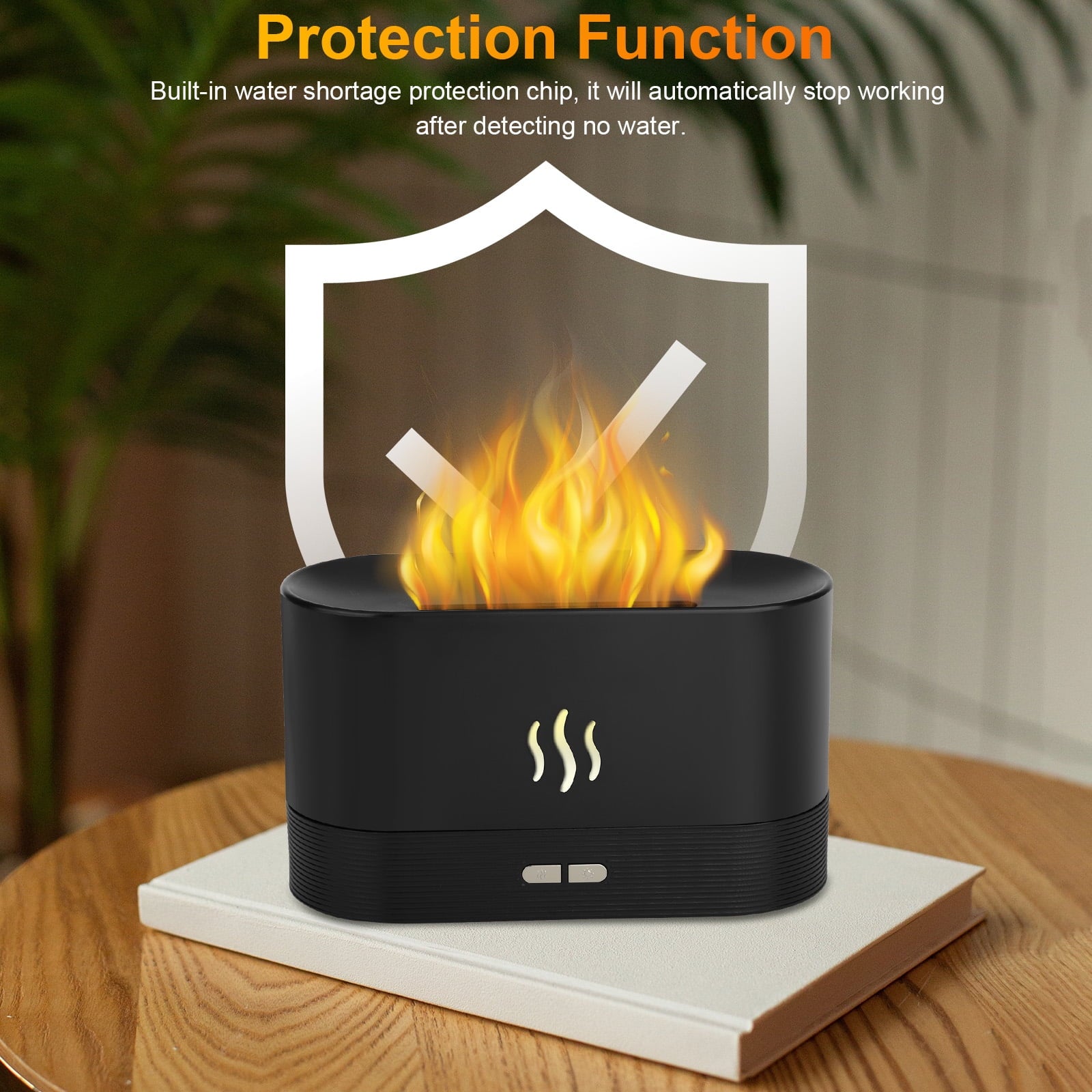 180Ml Flame Air Humidifier Essential Oil Diffuser,  3D USB 7 Color Light Aroma Diffuser for Home, Office, Spa, Gym