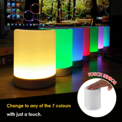 Colorful Night Light with Wireless Bluetooth Speaker Smart Portable Touch Control Colors LED Desk Table Lamp Support TF Card AUX