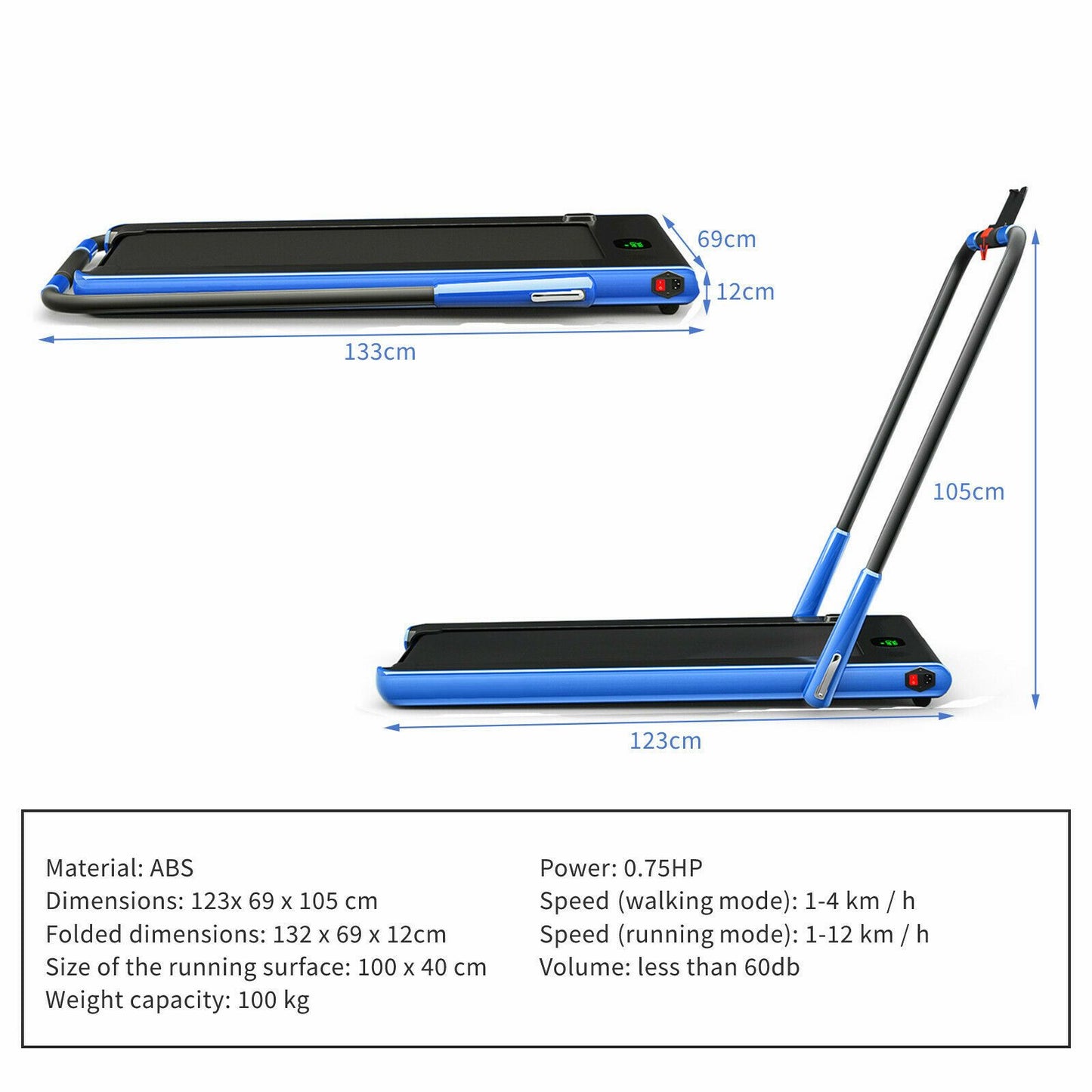 Folding Treadmill with LED Display Bluetooth Speaker