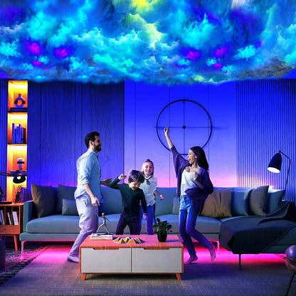 2024 New Cloud Light, 3D Thundercloud LED Light Cotton Lightning Cloud Colorful Atmosphere Night Light, DIY Creative Cloud Lights Gaming Room Garage Club Bar Dj Party Light, 32 Feet