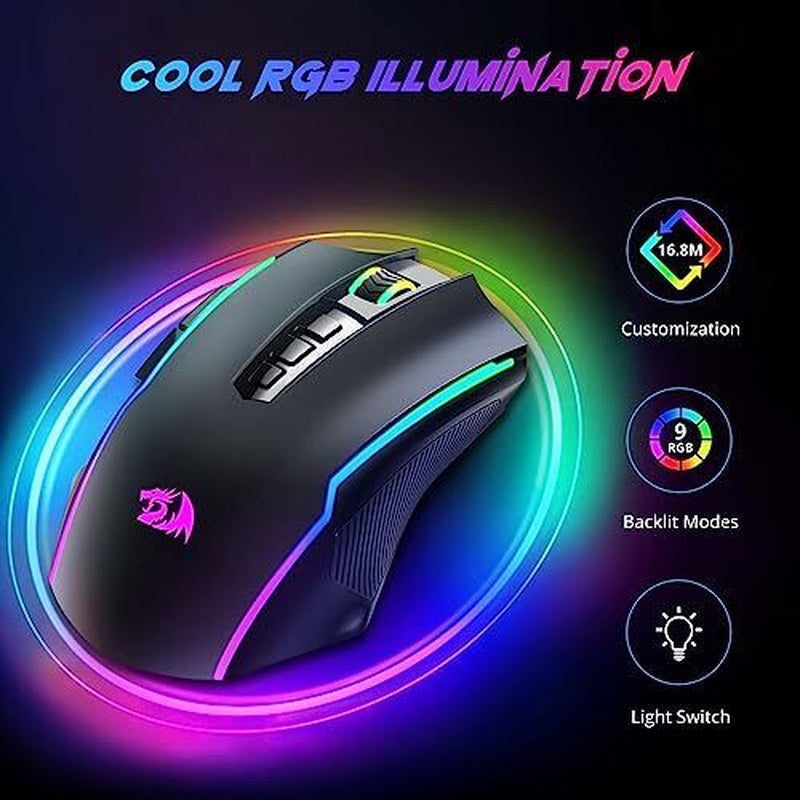 Gaming Mouse, Wireless Gaming Mouse with 9 Programmable Buttons, RGB