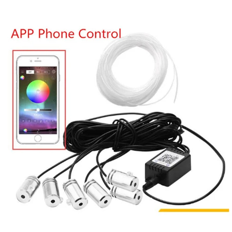 6 in 1 8M Sound Active EL Neon Strip Light RGB LED Car Interior Light Multicolor Bluetooth Phone Control Atmosphere Light 12V