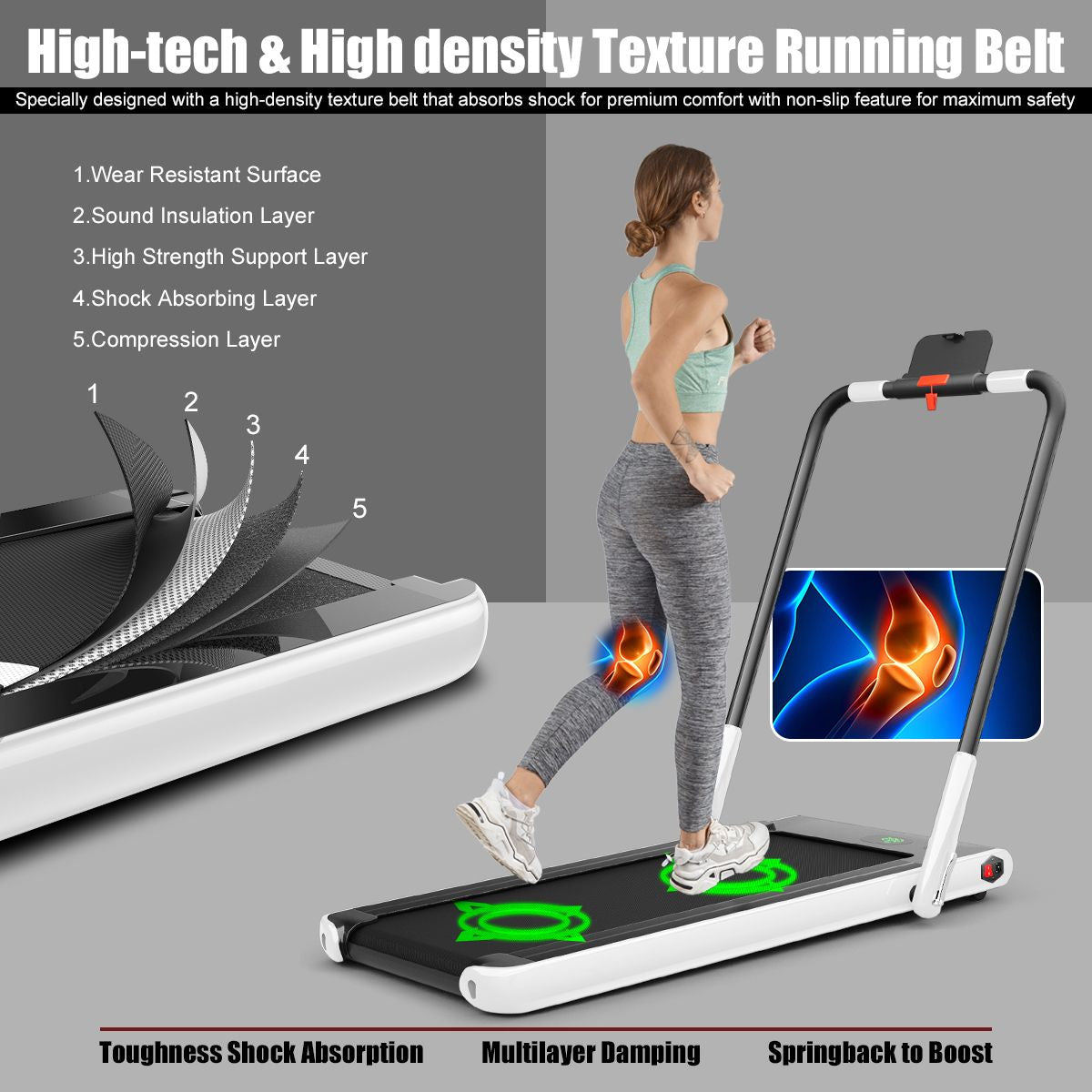 Folding Treadmill with LED Display Bluetooth Speaker